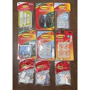 3M Command Hanging Hooks & Strips Assorted Variety 9 Packs Total